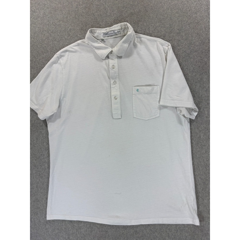 Criquet Players Slim Fit Short Sleeve Pocket Polo Shirt (Men's XL) White